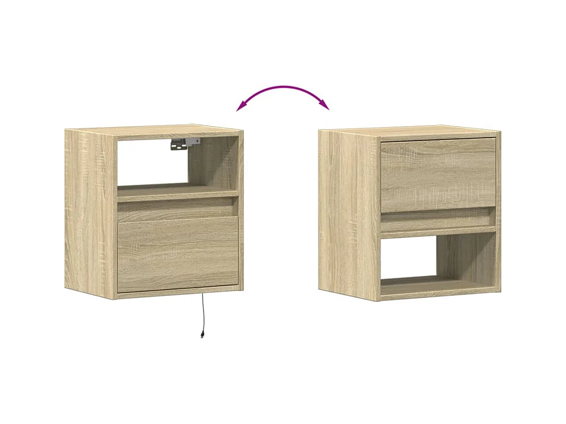 Mobili TV a parete scaffale multimediale credenza TV sala da pranzo soggiorno camera da letto luci LED 2 pezzi rovere Sonoma 41 x 31 x 45 cm marrone 02_0029177