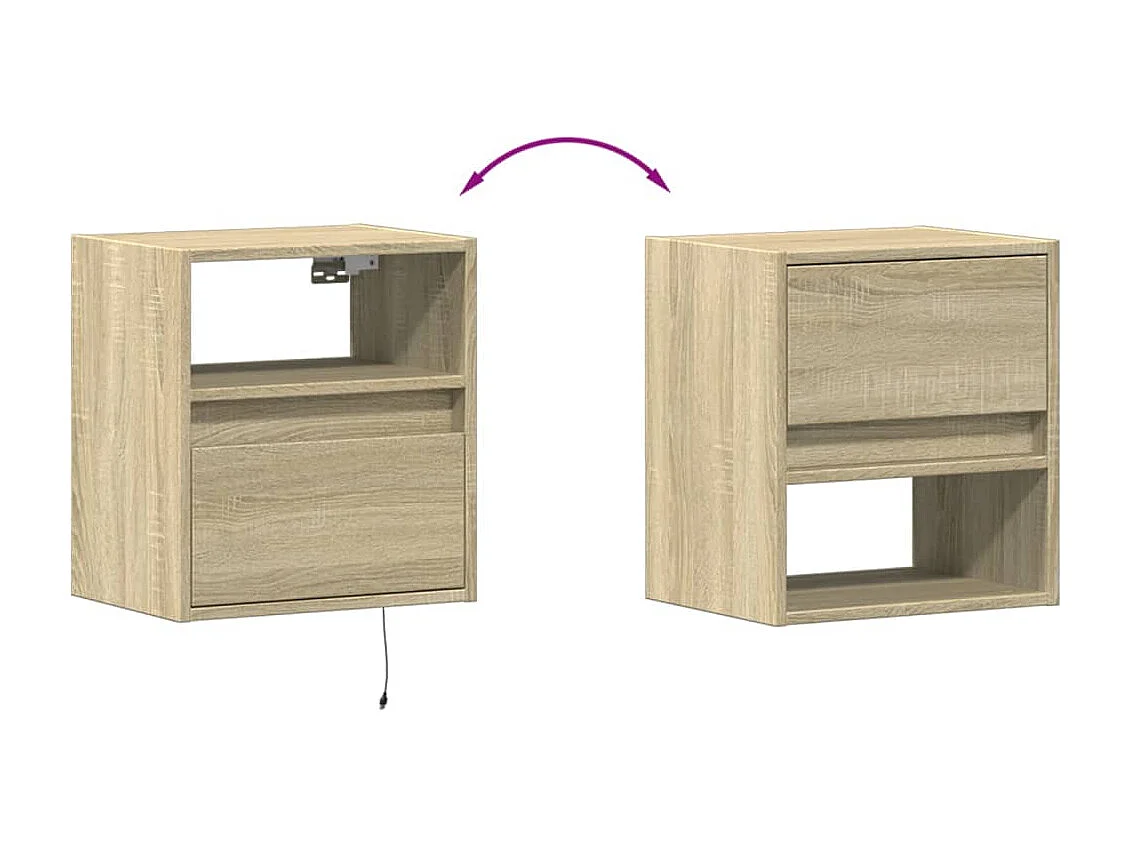 Mobili TV a parete scaffale multimediale credenza TV sala da pranzo soggiorno camera da letto luci LED 2 pezzi rovere Sonoma 41 x 31 x 45 cm marrone 02_0029177