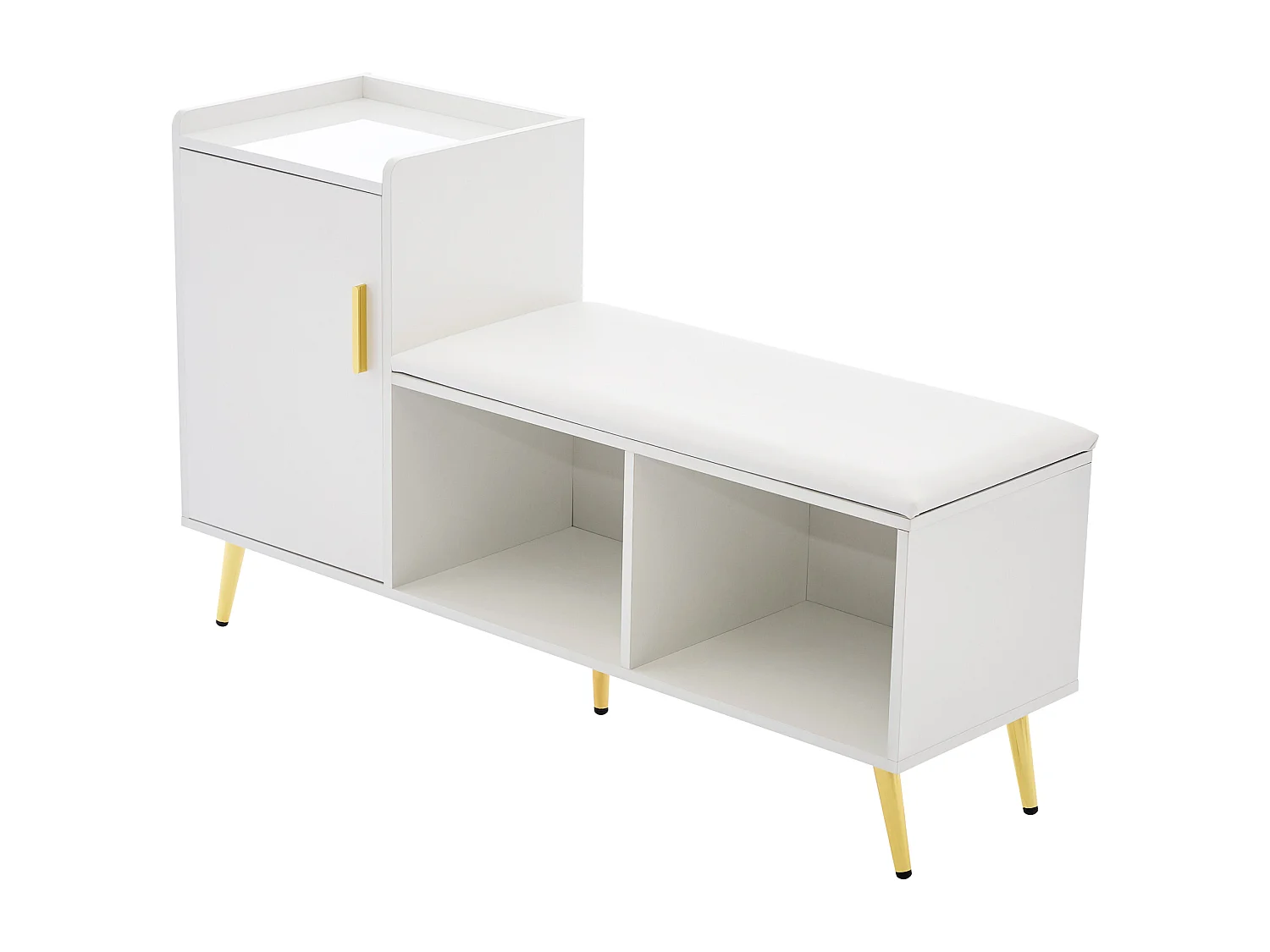 Meuble à chaussures blanc - Meuble à chaussures avec 1 porte et siège - rangement ouvert - pour salon et chambre