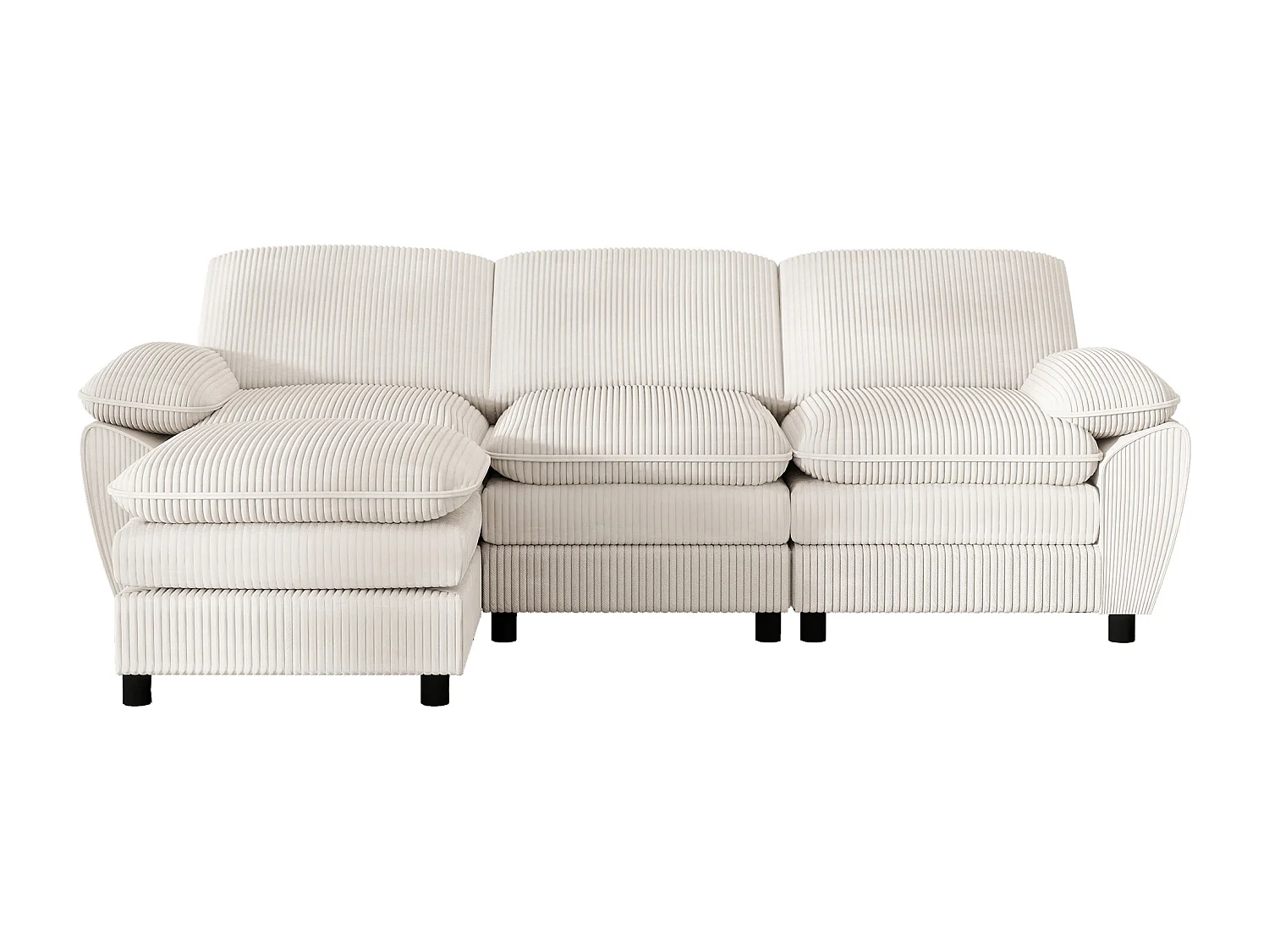 Canapé d'angle droit - Canapé avec coussins de dossier et repose-pieds amovible - beige