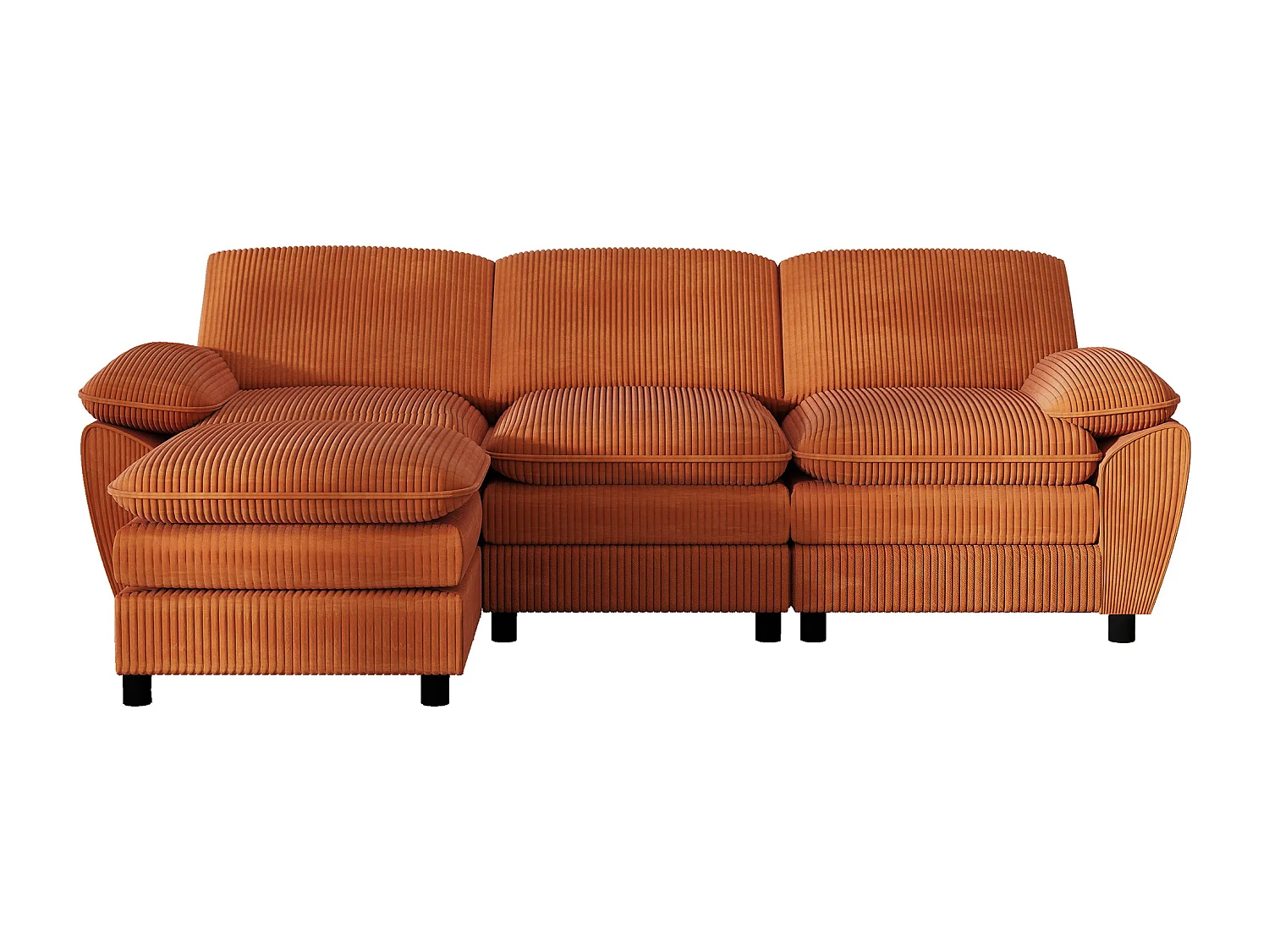 Canapé d'angle droit - Canapé avec coussins de dossier et repose-pieds amovible - orange