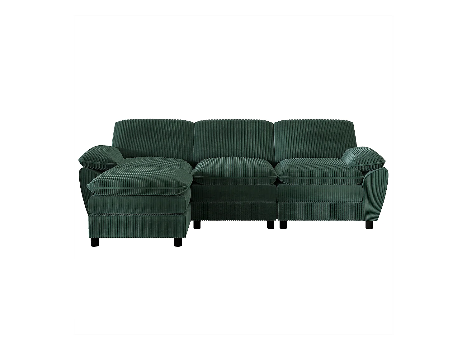 Canapé d'angle droit - Canapé avec coussins de dossier et repose-pieds amovible - vert