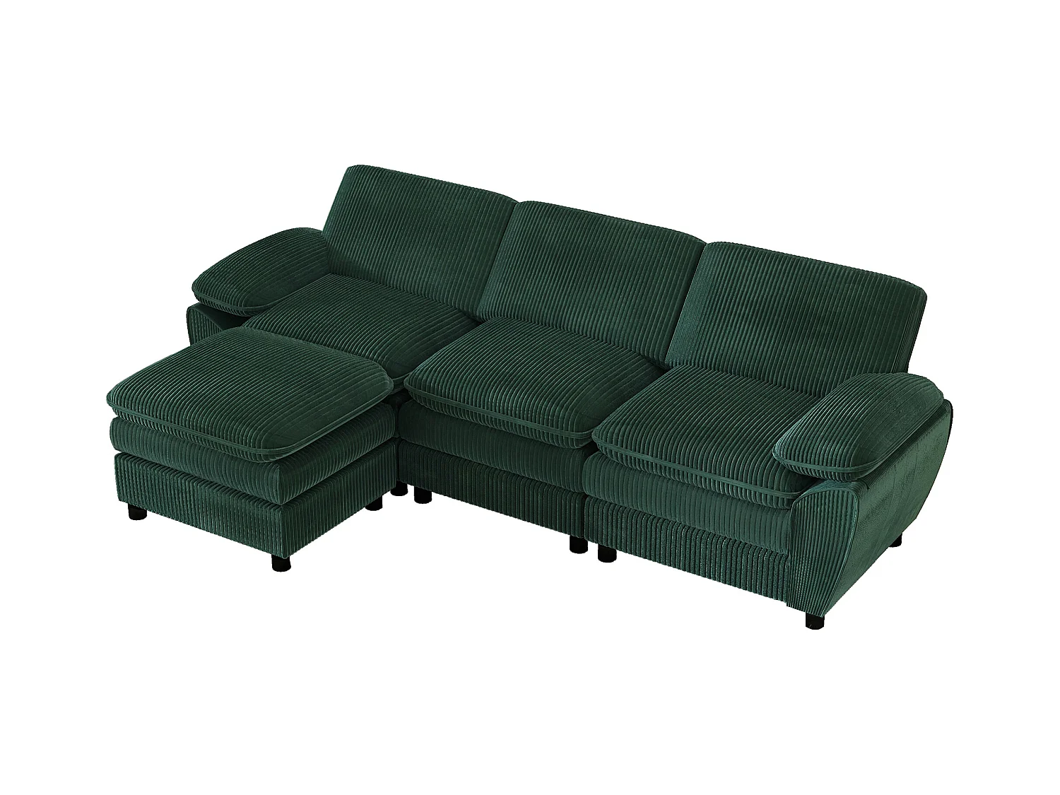 Canapé d'angle droit - Canapé avec coussins de dossier et repose-pieds amovible - vert