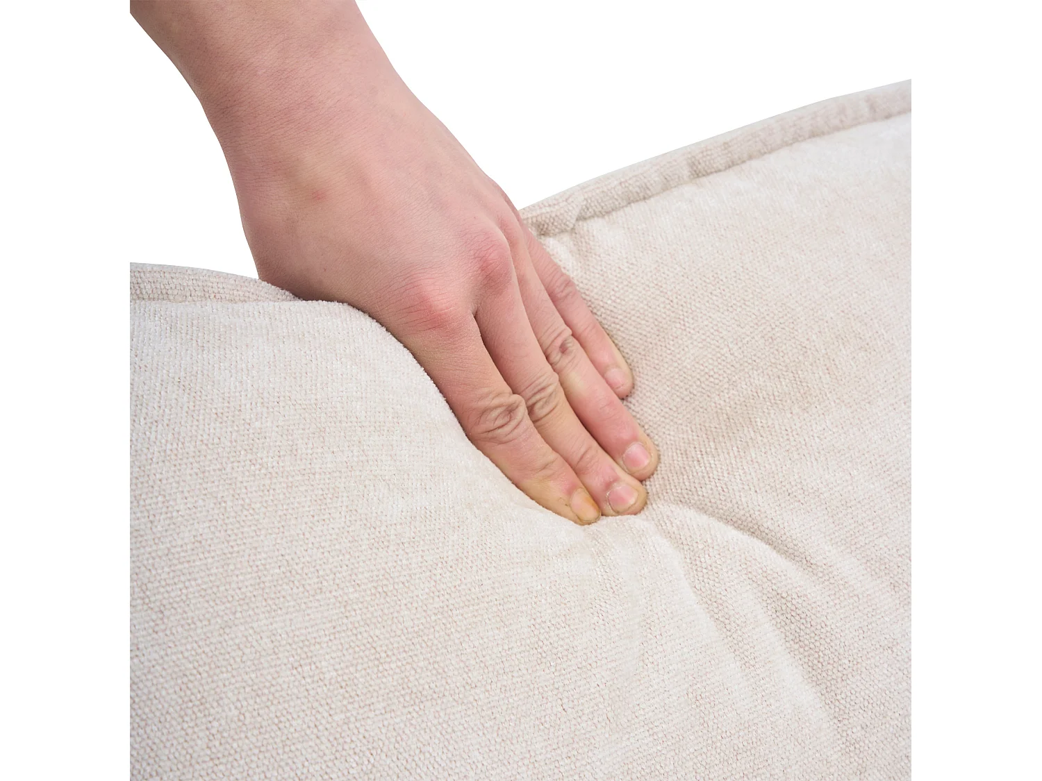 Ecksofa rechts - Sofa mit 2 Getränkehaltern und USB-Ladegerät - beiges leinen