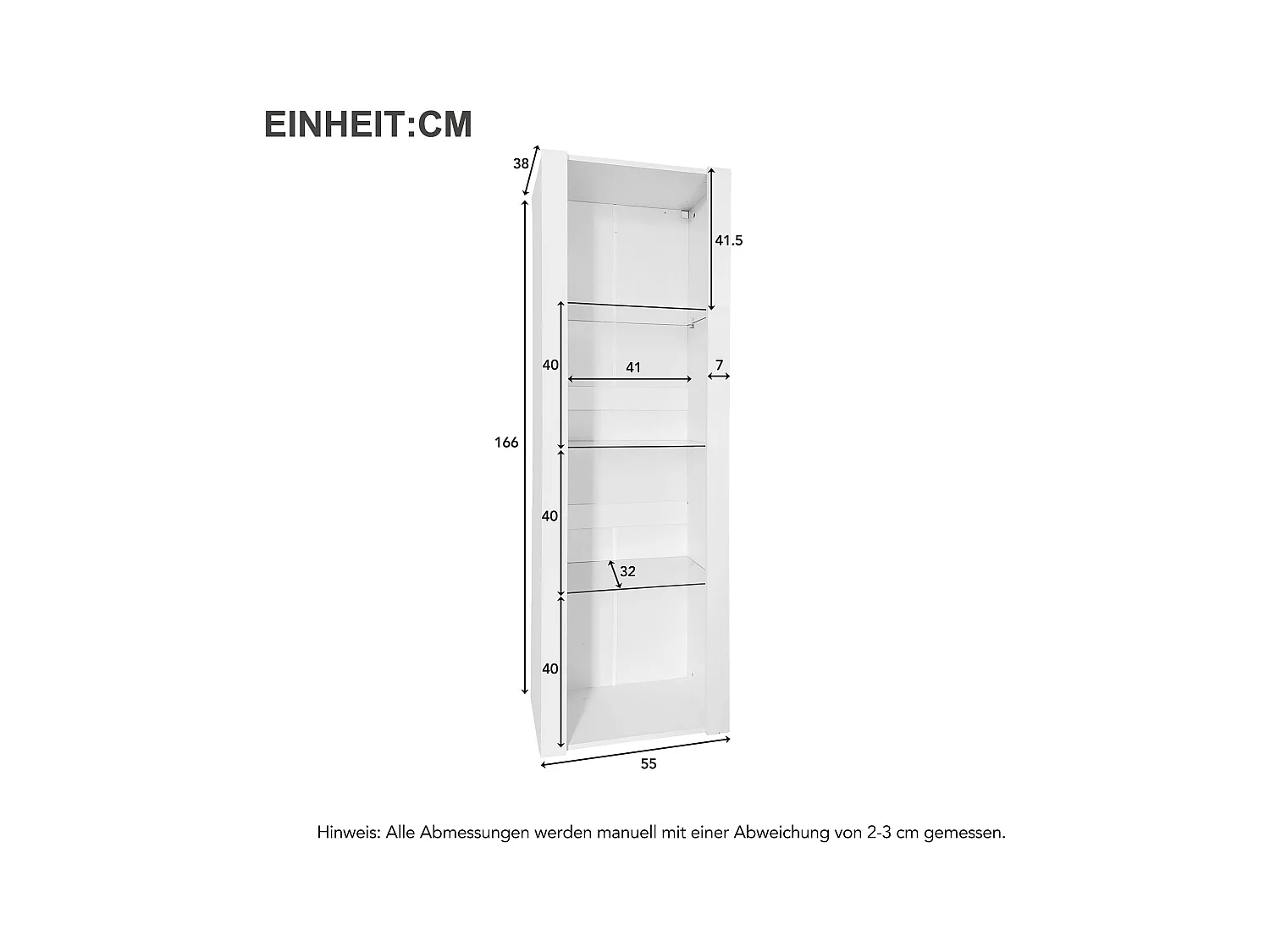 Vitrine blanche - Vitrine avec lumières LED et 3 étagères en verre - pour salon et chambre