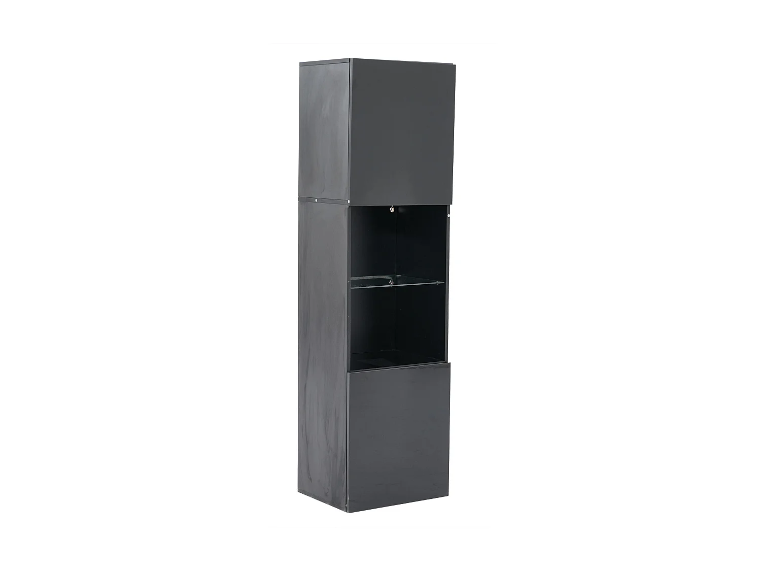 Schwarze Vitrine - Vitrine mit 2 Türen und LED-Leuchten - offene aufbewahrung - für wohnzimmer und schlafzimmer