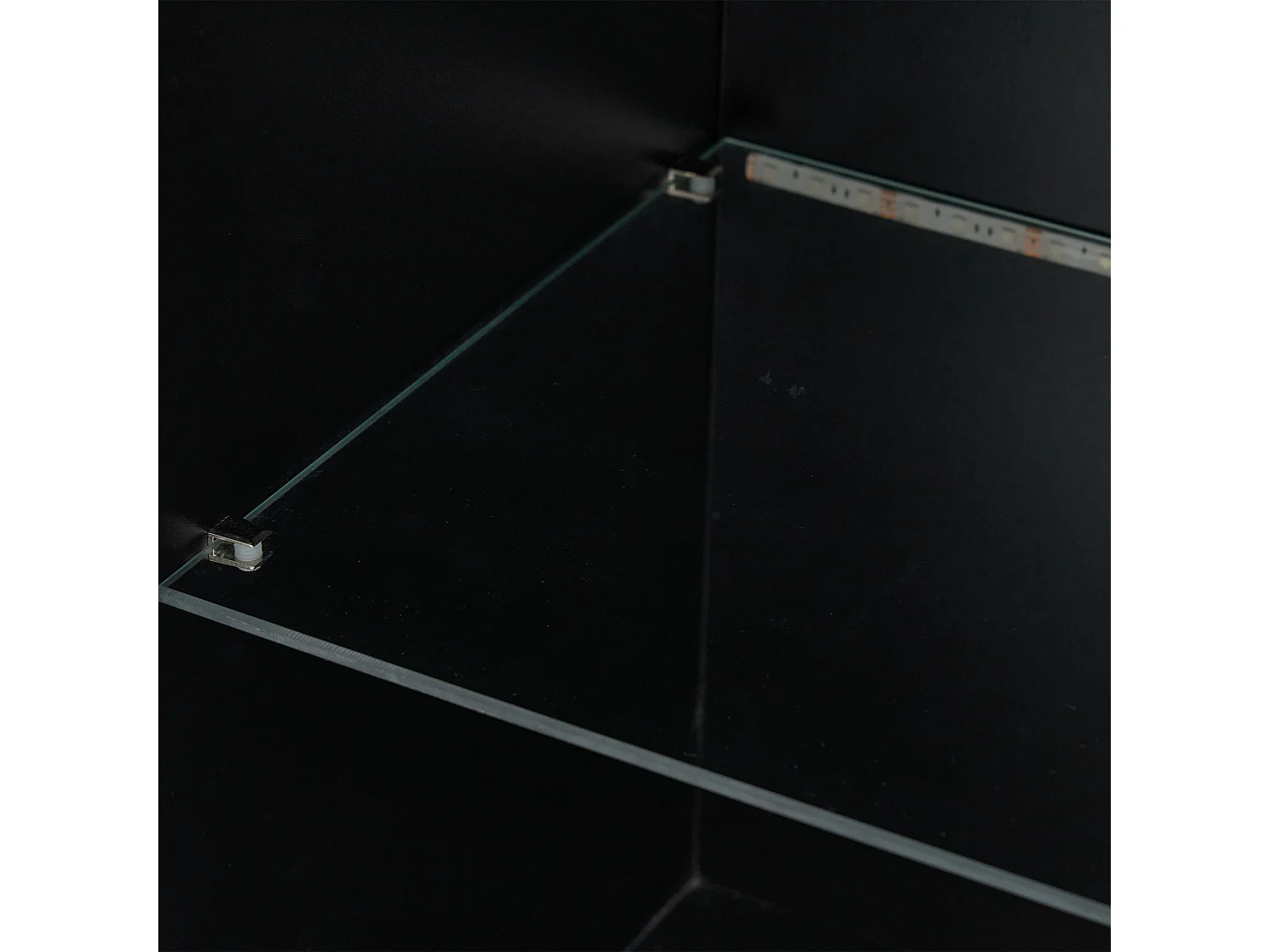 Schwarze Vitrine - Vitrine mit 2 Türen und LED-Leuchten - offene aufbewahrung - für wohnzimmer und schlafzimmer