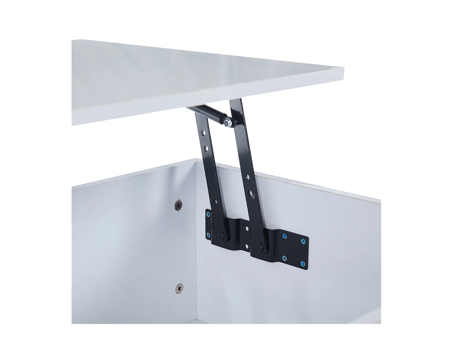 Tavolino da caffè bianco - Tavolino laterale con illuminazione a LED e altezza regolabile - contenitori e ripiani nascosti - per soggiorno