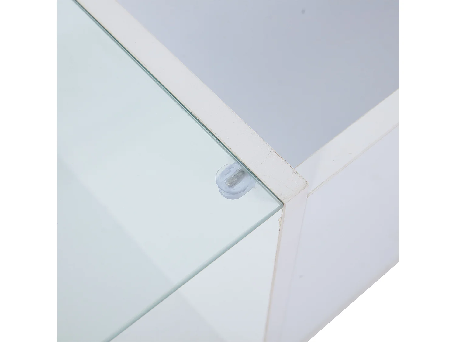 Table basse blanche - Table d'appoint avec éclairage LED et hauteur réglable - rangements et étagères cachés - pour le salon