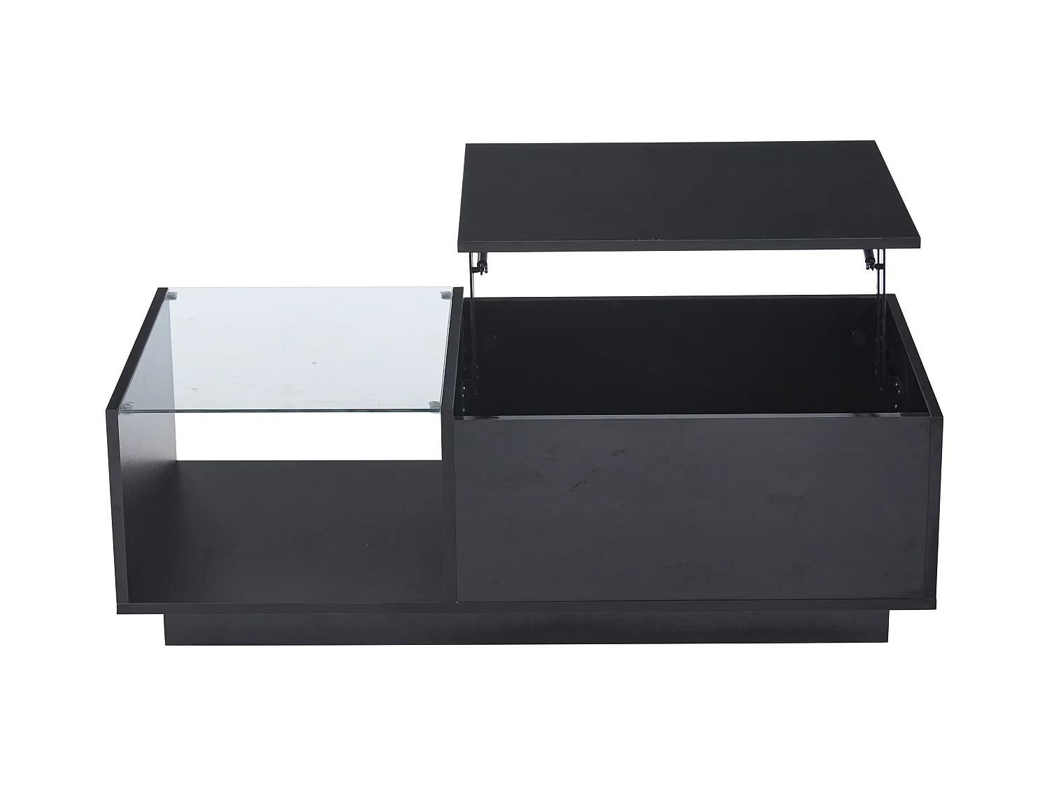 Table basse noir - Table d'appoint avec éclairage LED et hauteur réglable - rangements et étagères cachés - pour le salon