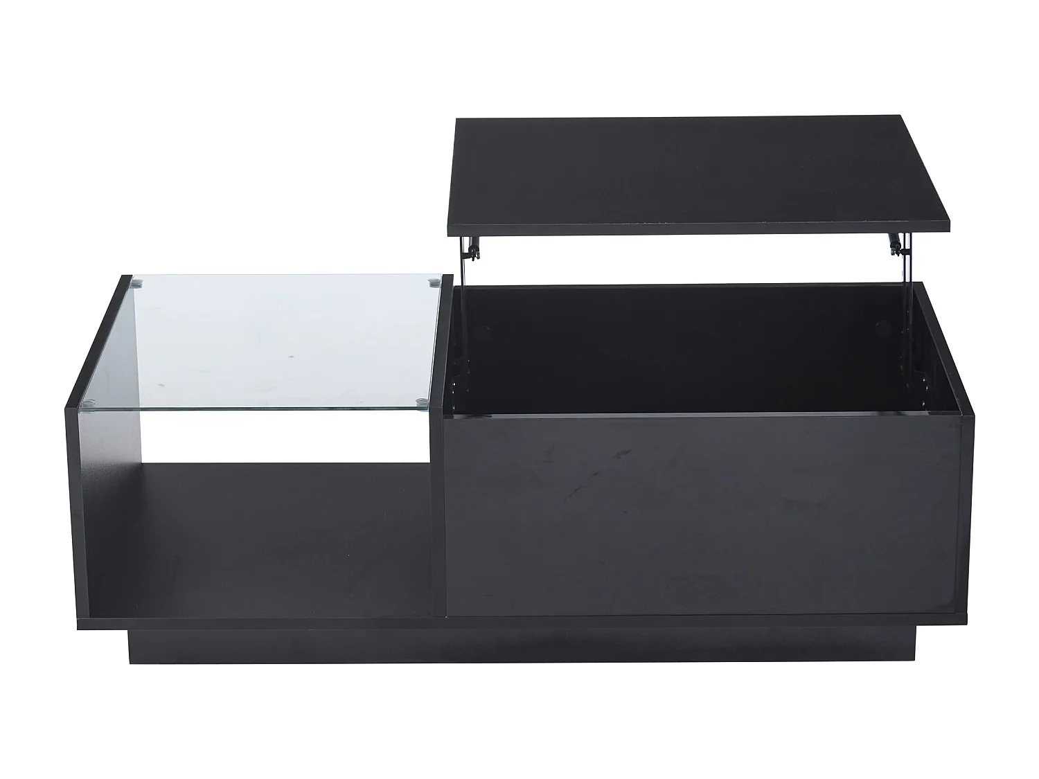 Table basse noir - Table d'appoint avec éclairage LED et hauteur réglable - rangements et étagères cachés - pour le salon