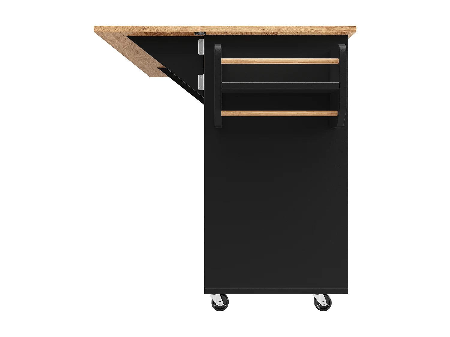 Carrello da cucina nero - Isola da cucina mobile con porta spezie e 3 ante - portasciugamani e cassetto - per cucina