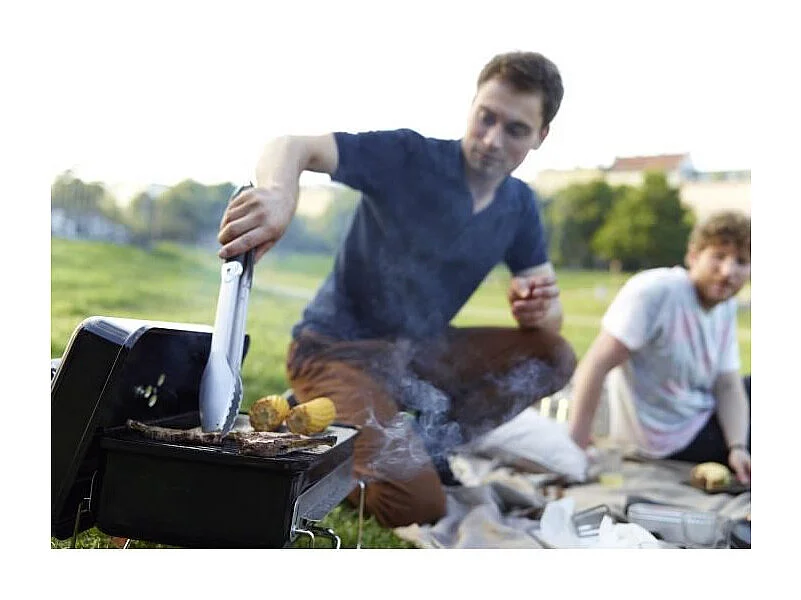 Barbacoa de Carbón Weber Go-Anywhere Negro - Parrilla de Acero Cromado - Mango de Nylon Reforzado - Garantía de 10 años