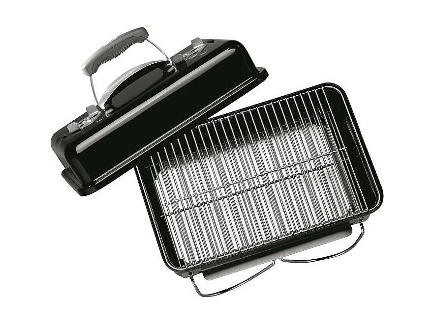 Barbacoa de Carbón Weber Go-Anywhere Negro - Parrilla de Acero Cromado - Mango de Nylon Reforzado - Garantía de 10 años