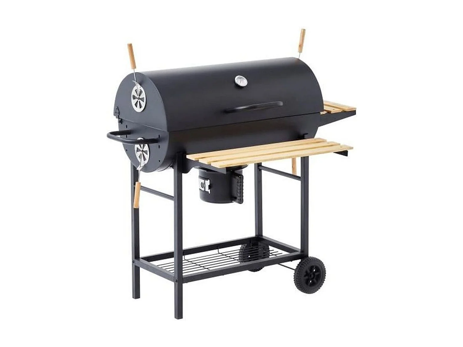 Holzkohlegrill MIKE - Fläche 71 x 35 cm mit FSC-Holzregalen