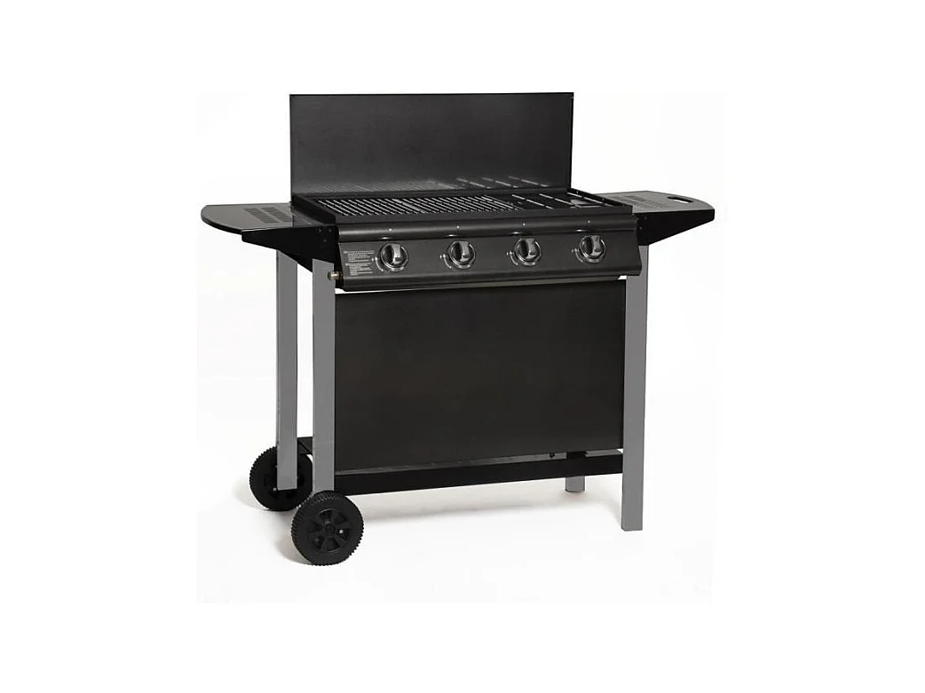 Barbecue a gas GRILL GARDEN Nero e Grigio 4 bruciatori con coperchio