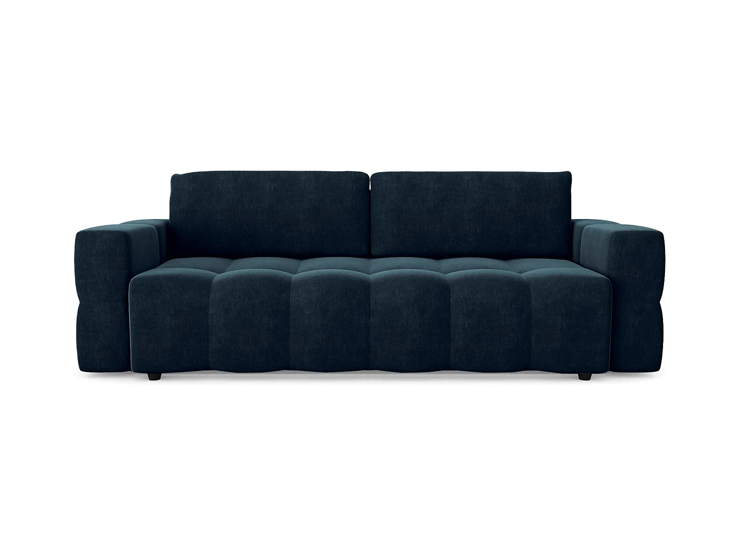 Canapé 4 places convertible coffre noyer velours bleu paon GABRIEL