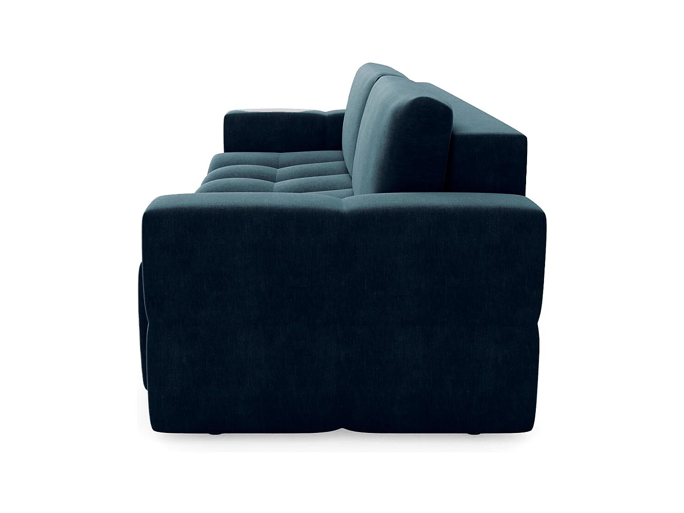 Canapé 4 places convertible coffre noyer velours bleu paon GABRIEL