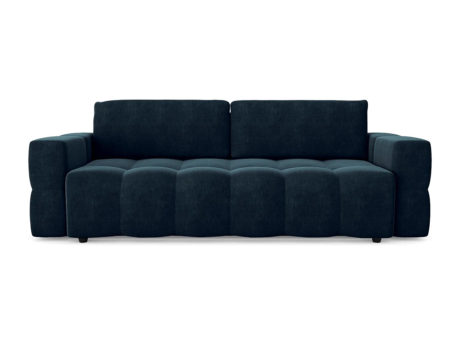 Canapé 4 places convertible coffre noyer velours bleu paon GABRIEL