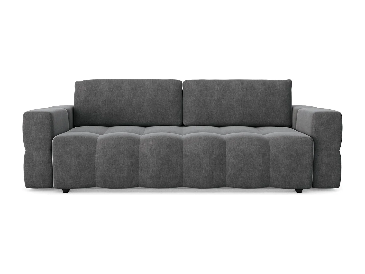 Canapé 4 places convertible coffre noyer velours gris graphite GABRIEL