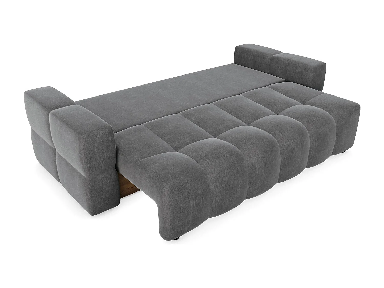 Canapé 4 places convertible coffre noyer velours gris graphite GABRIEL