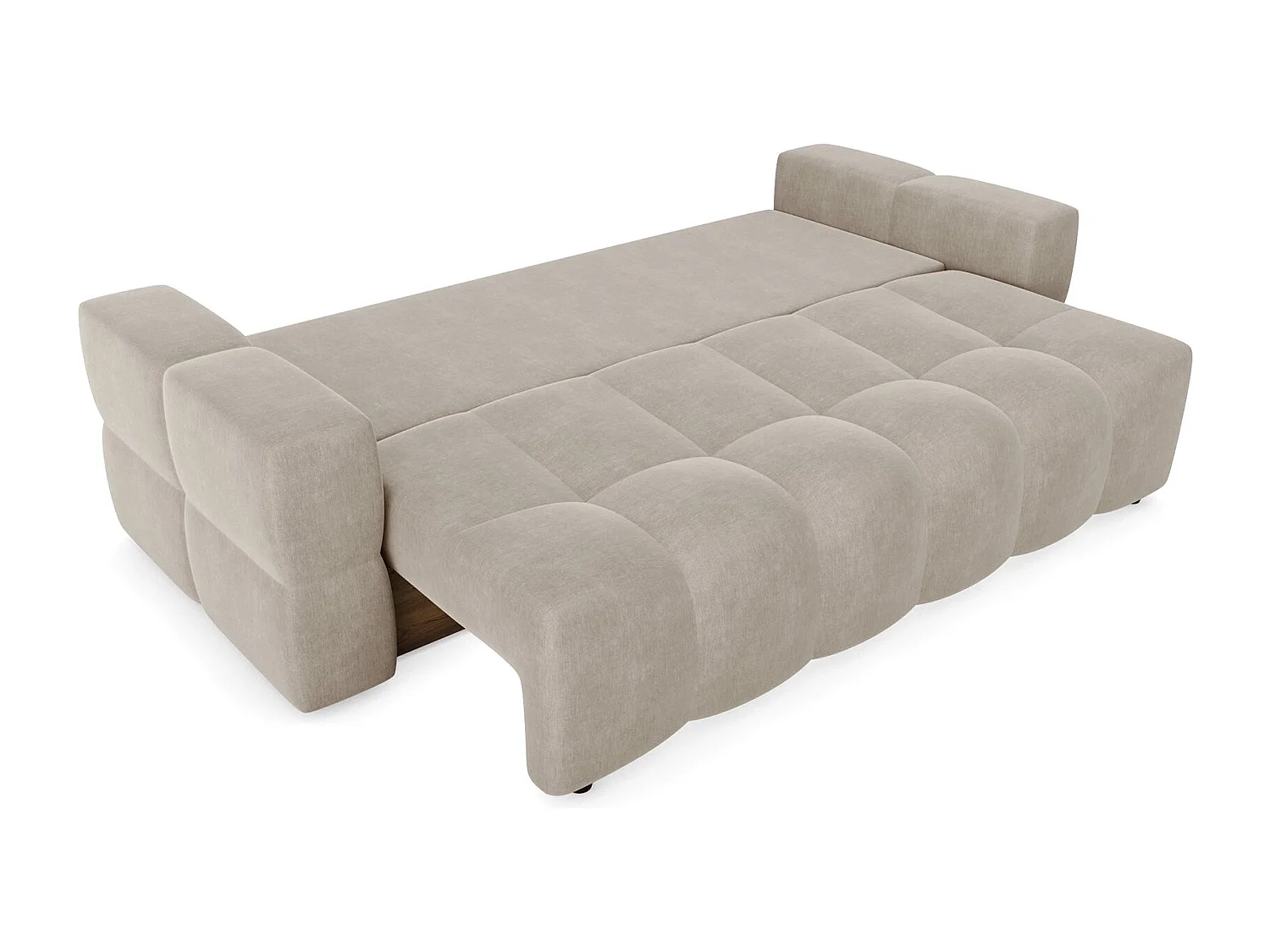 Canapé 4 places convertible coffre noyer velours taupe GABRIEL