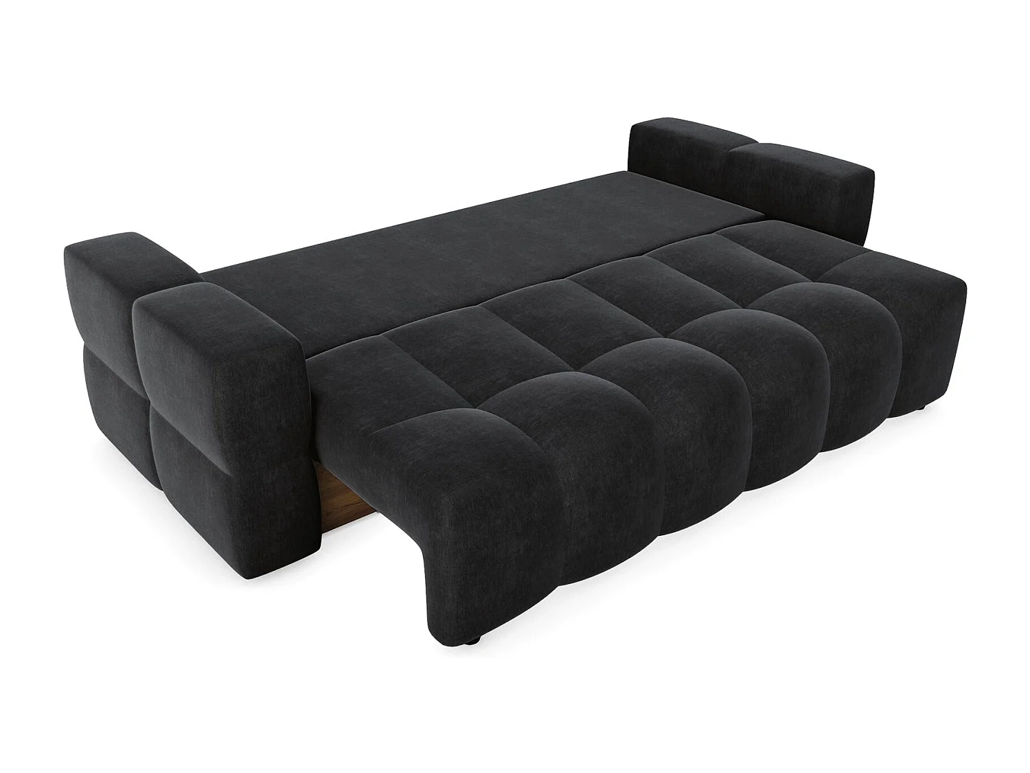 Canapé 4 places convertible coffre noyer velours anthracite foncé GABRIEL