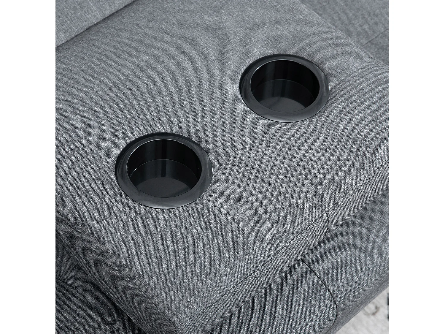 Canapé 3 places gris - Canapé avec table pliante et porte-gobelet - dossier réglable