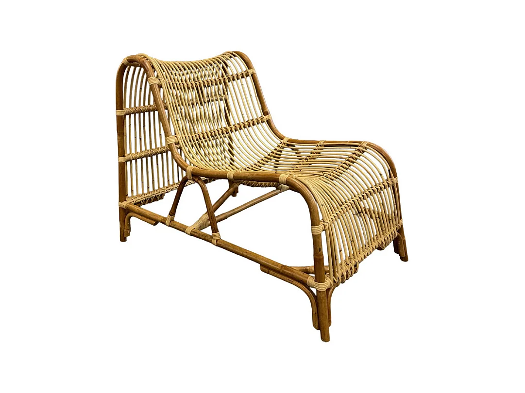 Fauteuil lounge arrondi en rotin naturel tressé – JACKIE