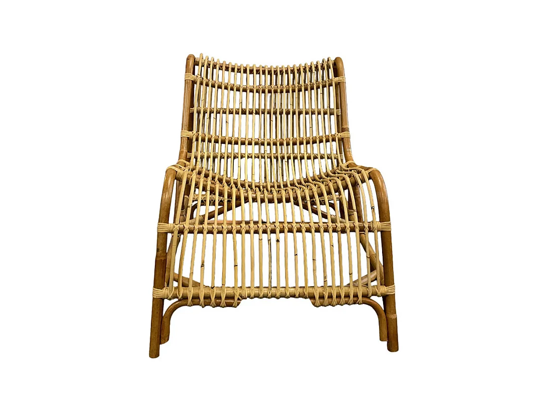 Fauteuil lounge arrondi en rotin naturel tressé – JACKIE