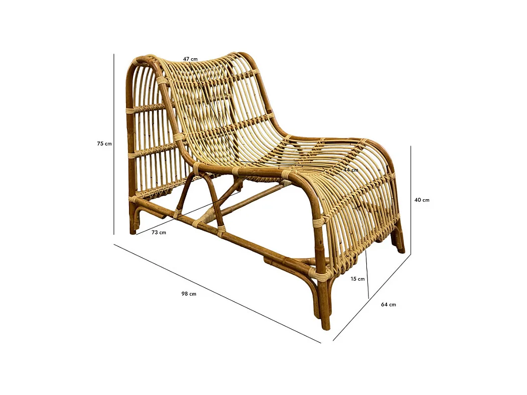 Fauteuil lounge arrondi en rotin naturel tressé – JACKIE