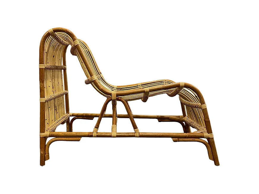 Fauteuil lounge arrondi en rotin naturel tressé – JACKIE