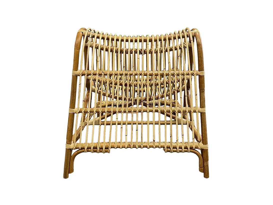 Fauteuil lounge arrondi en rotin naturel tressé – JACKIE