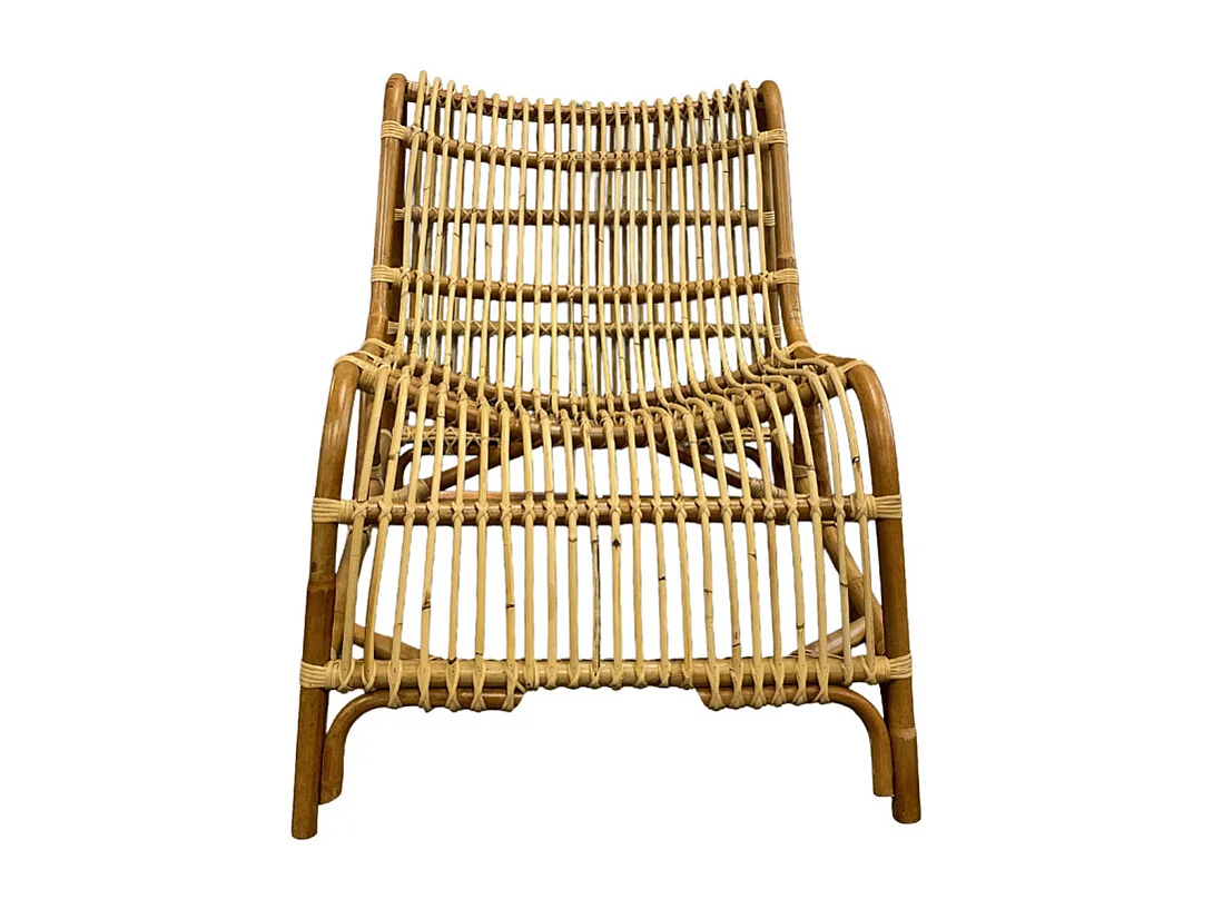 Fauteuil lounge arrondi en rotin naturel tressé – JACKIE