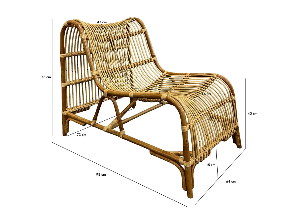 Fauteuil lounge arrondi en rotin naturel tressé – JACKIE