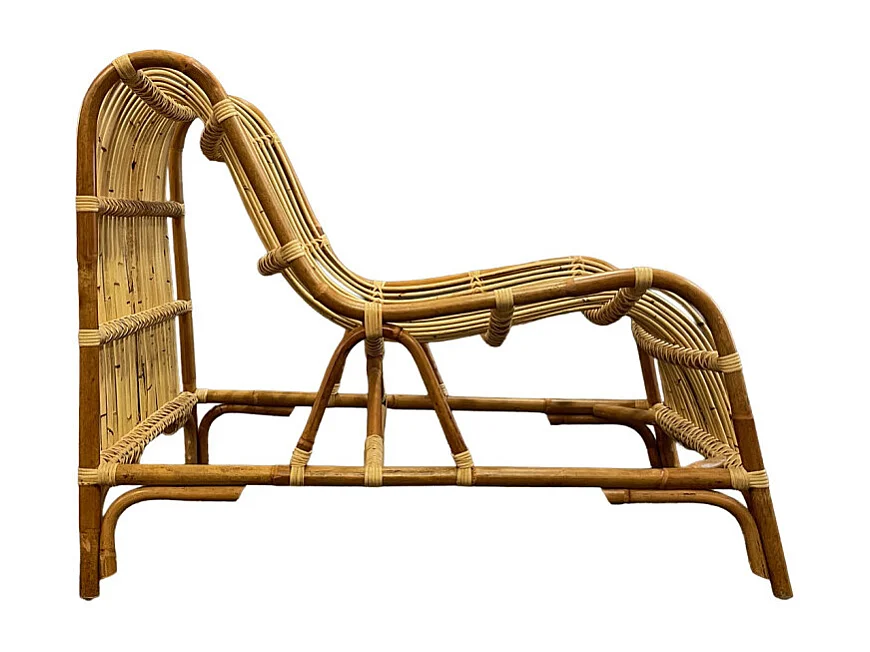 Fauteuil lounge arrondi en rotin naturel tressé – JACKIE