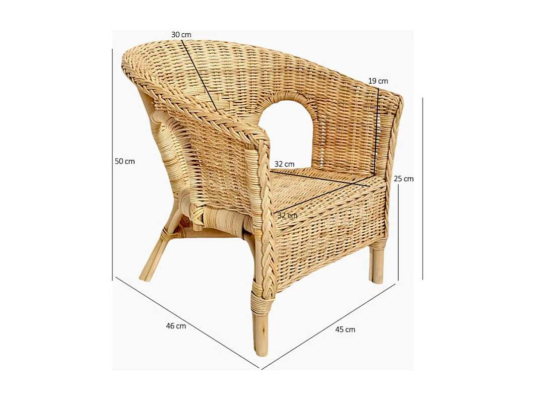 Fauteuil pour enfant en rotin naturel tressé - DARIA