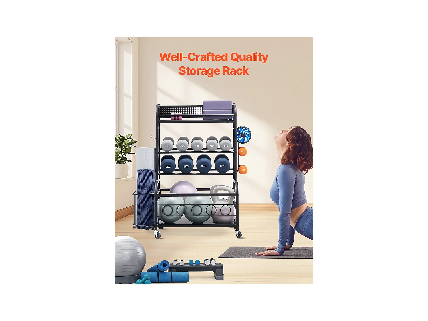 Organiseur de Salle SucceBuy de Sport, Rangement pour Tapis de Yoga et Support de Poids pour Haltères