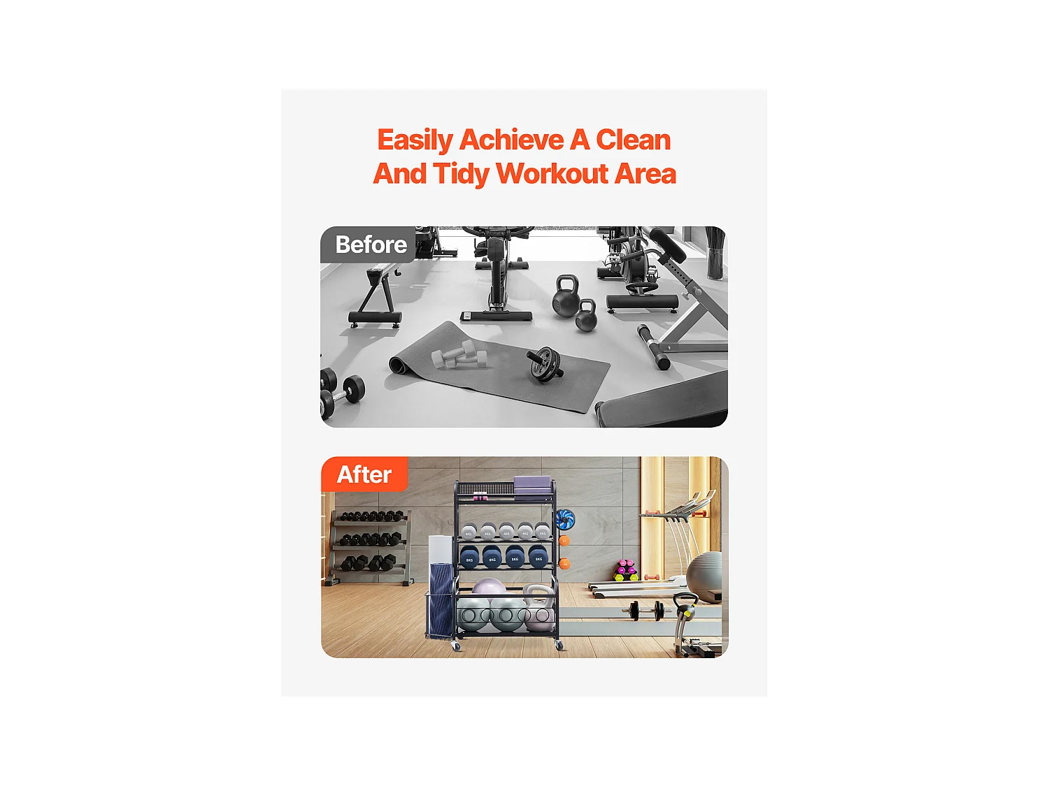 Organiseur de Salle SucceBuy de Sport, Rangement pour Tapis de Yoga et Support de Poids pour Haltères