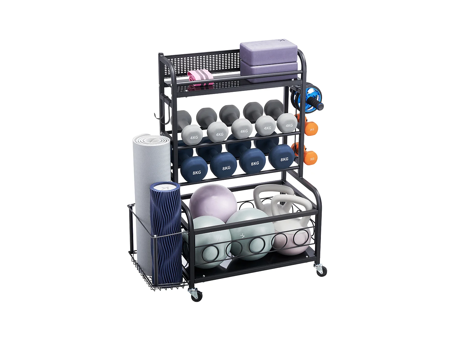 Organiseur de Salle SucceBuy de Sport, Rangement pour Tapis de Yoga et Support de Poids pour Haltères
