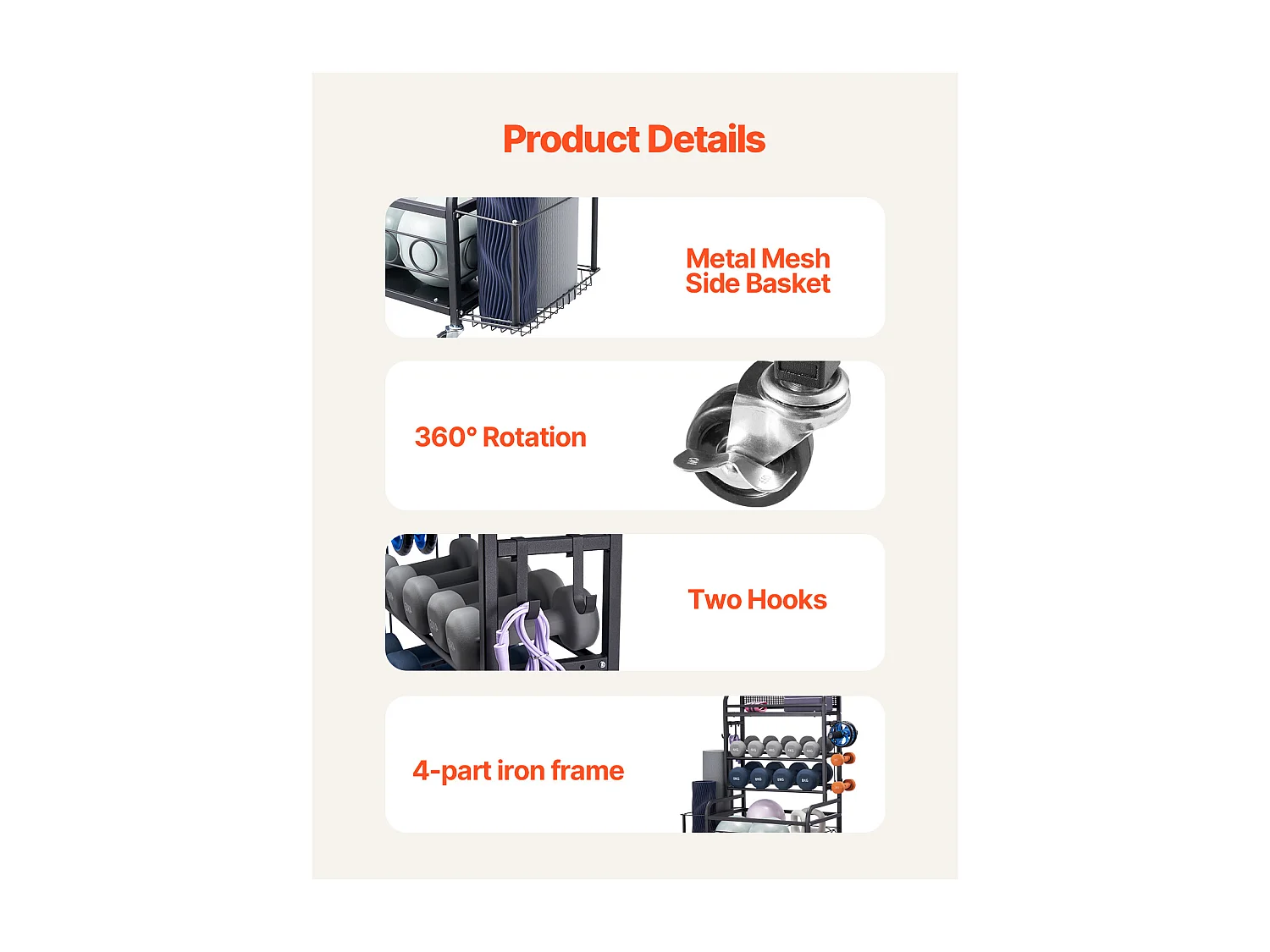 Organiseur de Salle SucceBuy de Sport, Rangement pour Tapis de Yoga et Support de Poids pour Haltères