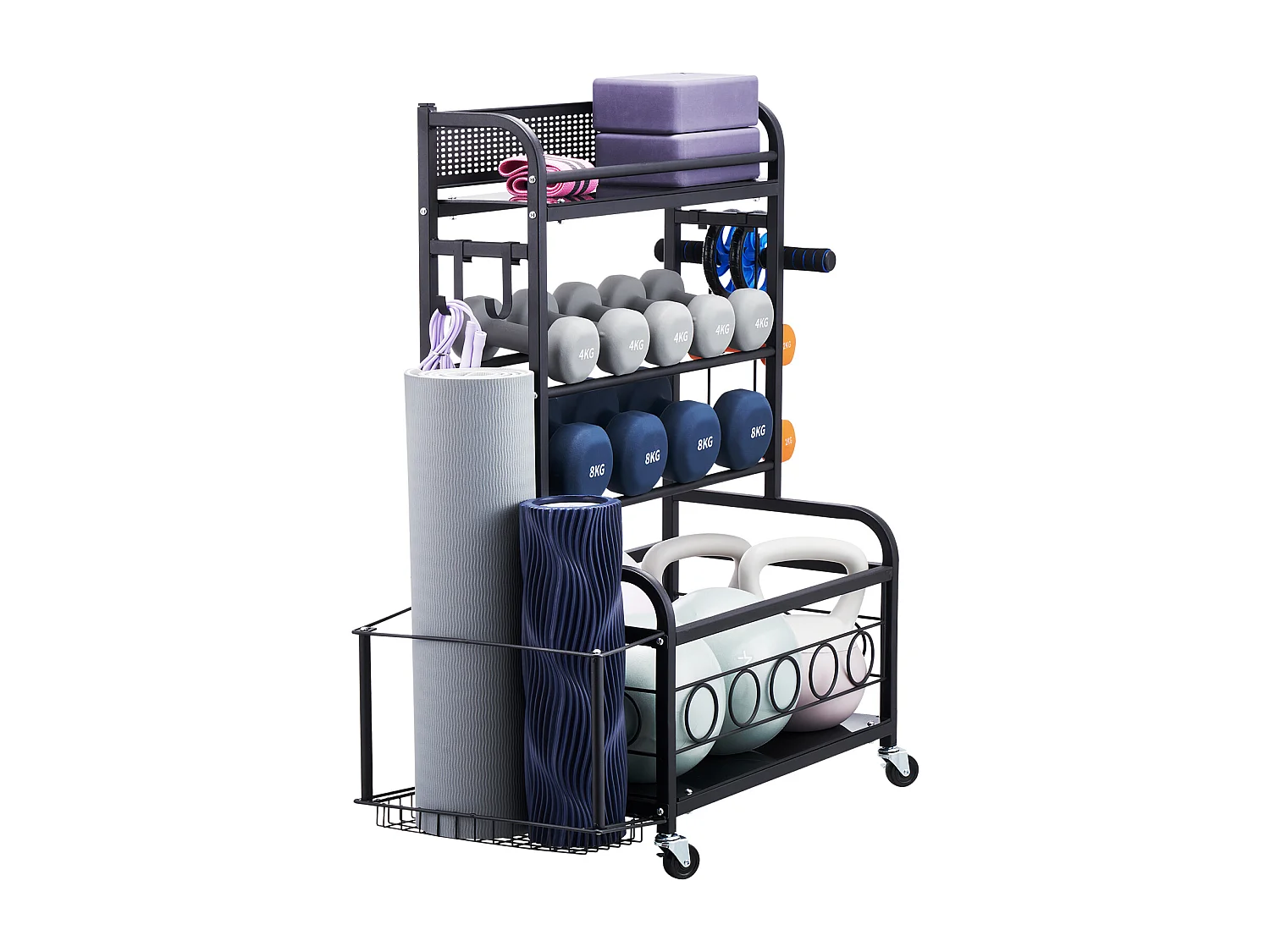 Organiseur de Salle SucceBuy de Sport, Rangement pour Tapis de Yoga et Support de Poids pour Haltères