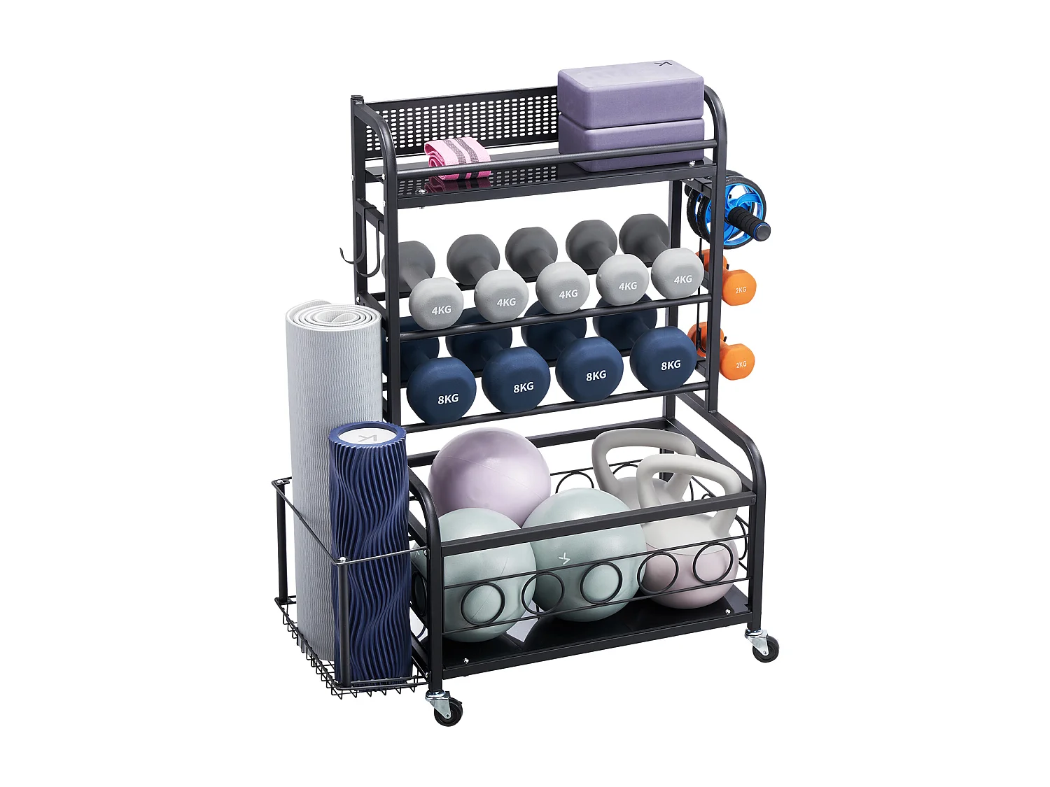 Organiseur de Salle SucceBuy de Sport, Rangement pour Tapis de Yoga et Support de Poids pour Haltères