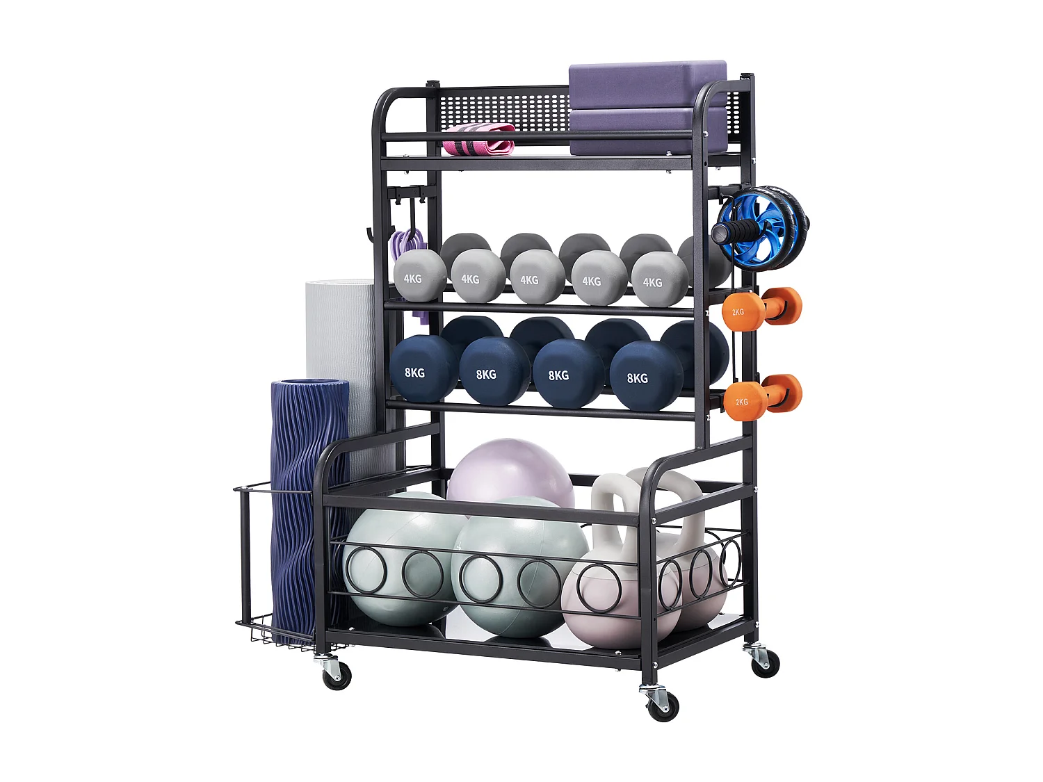 Organiseur de Salle SucceBuy de Sport, Rangement pour Tapis de Yoga et Support de Poids pour Haltères