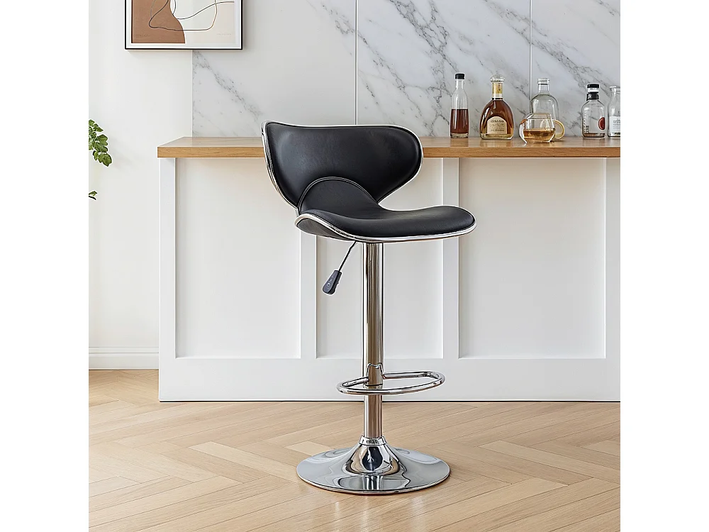 Tabouret de bar pivotant avec dossier - Dossier courbe Orange