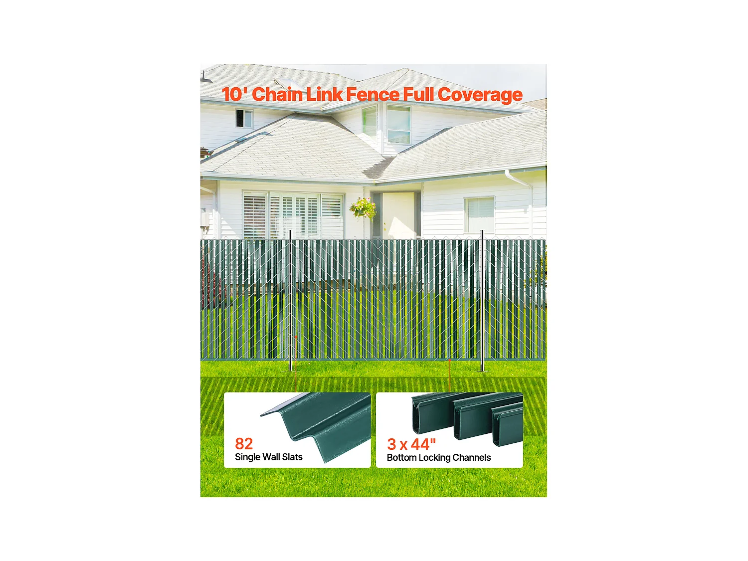 Clôture à Mailles SucceBuy Kit d'Intimité à Simple Paroi pour Clôture à Mailles Losangées de 1,2 m de Haut, Verrouillable par le Bas, Vertes