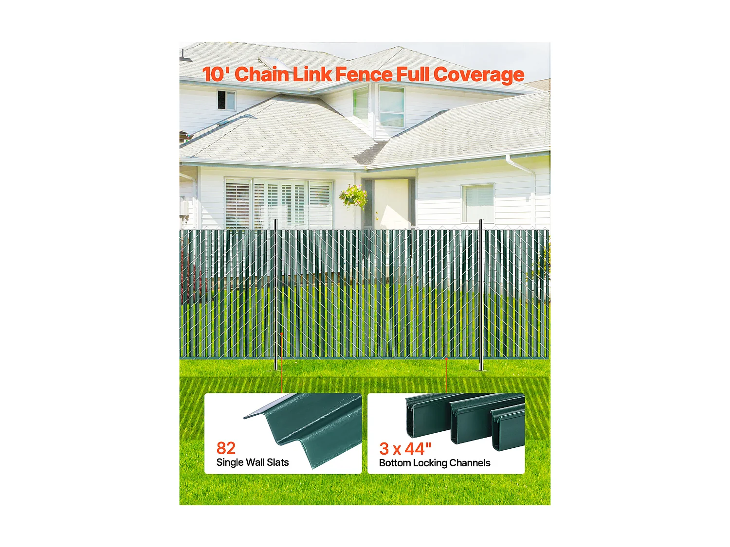 Clôture à Mailles SucceBuy Kit d'Intimité à Simple Paroi pour Clôture à Mailles Losangées de 1,2 m de Haut, Verrouillable par le Bas, Vertes