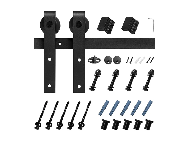 Puerta Corrediza SucceBuy Kit de Herrajes para Puerta Corrediza de Granero de 1,83 m, Acabado Negro