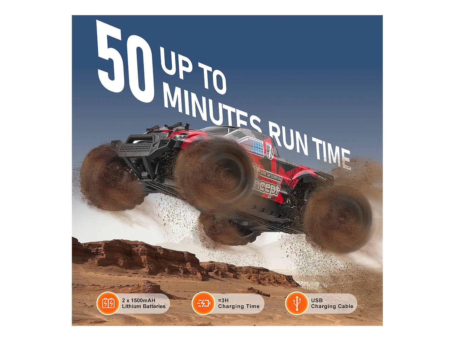 Voiture Electrique Enfants SucceBuy Voiture Télécommandée à l'Échelle 1:18 pour Enfants, Camion Tout-Terrain 4 Roues Motrices, Tout-Terrain