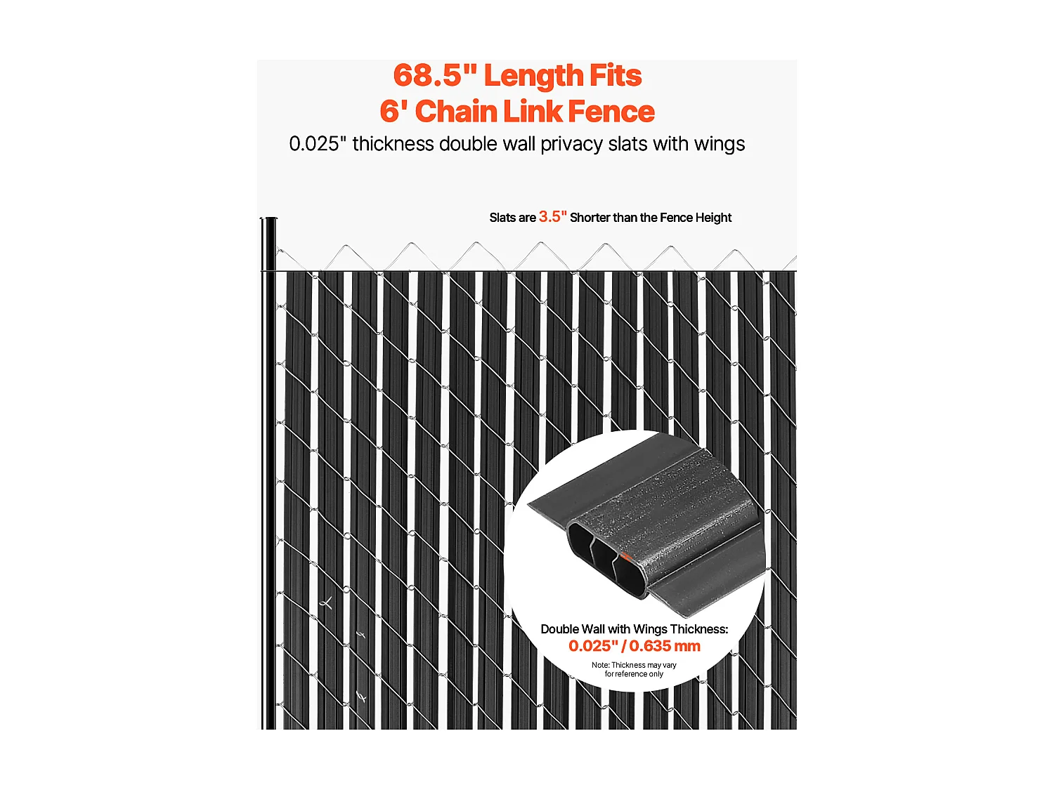 Clôture à Mailles SucceBuy Kit d'Intimité à Double Paroi avec Ailettes pour Clôture à Mailles Losangées de 1,8 m de Haut, Noires